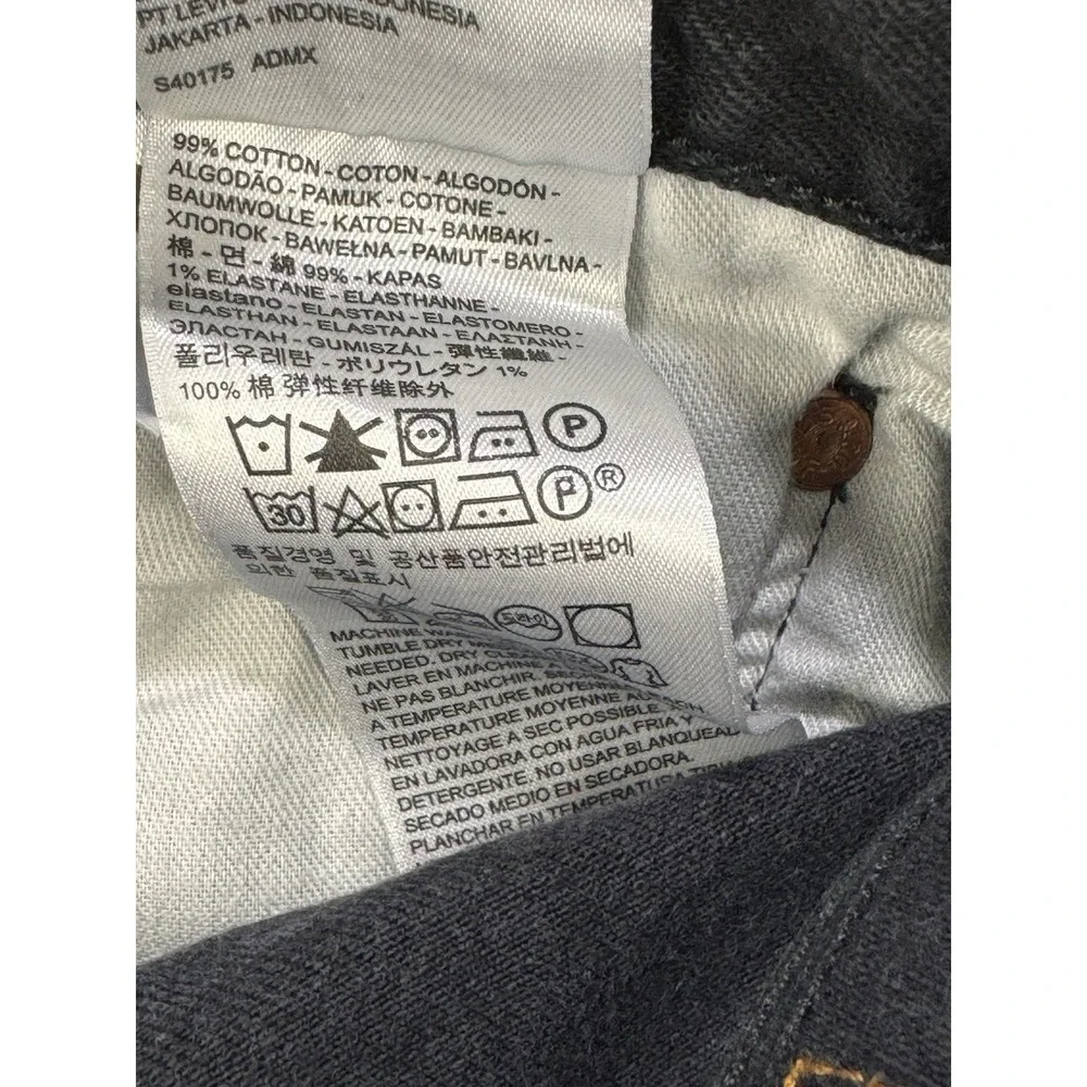 Levis 501 Jeans Men 34x32 Black Straight Leg Button Fly Distressed Denim